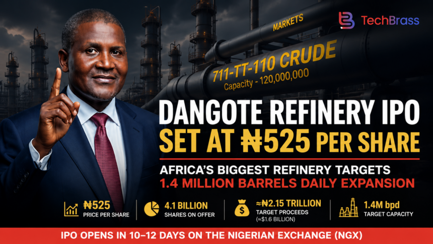 Dangote Refinery IPO Set at ₦525 Per Share as Africa’s Biggest Refinery Targets Major Expansion